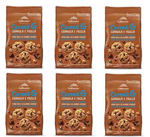 6x Galbusera Cereali G Granola e Frolla Shortbread Kekse mit Müsli und Schokoladenstücke cookies biscuits 300g von Galbusera