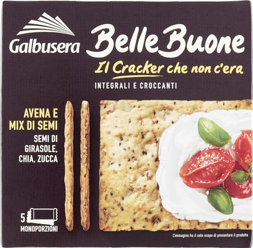 Galbusera BelleBuone Crackers Avena e Mix di Semi Vollkorn-Cracker mit Hafer und Samenmischung ( 5 x 40g ) 200g von Galbusera