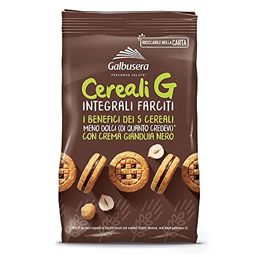 Galbusera Cereali G Integrali Farciti Vollkorn Shortbread Kekse gefüllt mit Gianduja Creme cookies biscuit 250g von Galbusera