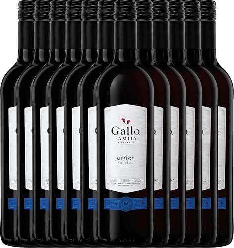 VINELLO 12er Weinpaket Rotwein - Merlot 2021 - Gallo Family mit einem VINELLO.weinausgießer | 12 x 0,75 Liter von Gallo Family