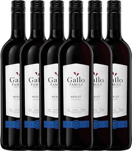 VINELLO 6er Weinpaket Rotwein - Merlot 2021 - Gallo Family mit einem VINELLO.weinausgießer | 6 x 0,75 Liter von Gallo Family
