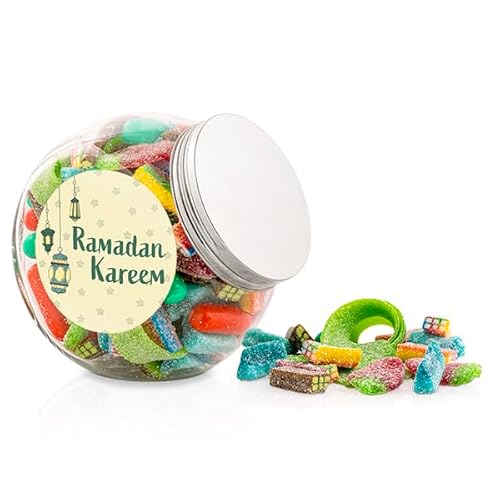 Fruchtgummi-Geschenkdose 1000g | Überraschungsmischung Bonbonglas für Ramadan | Süßigkeiten für Kinder & Erwachsene | mit wählbarem Ramadan-Aufkleber (Vintage2) von Gama