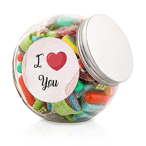 I Love You Dose Glas 1kg | Geschenkbox Süßigkeiten | Liebe Süßigkeiten | Liebe Geschenk Geschenk für den Liebsten | Fruchtgummi Mix Süßigkeiten Dose von Gama