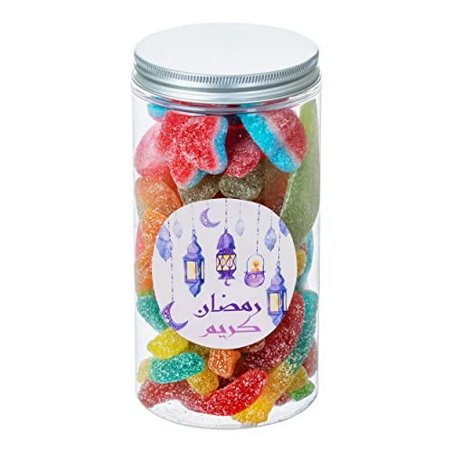 Fizzy Fruchtgummi Geschenkbox 450g | Ramadan Sticker Wählbar | Kindergeshenke | Süßigkeiten (Ramadan-Kareem Sticker - Arabische Version) von Gama