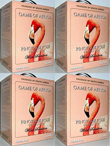 4 x GAME OF AFRICA PINOTAGE ROSÉ Bag in Box 3L SÜDARFIKA WEIN Incl. Goodie von Flensburger Handel von Game of Africa