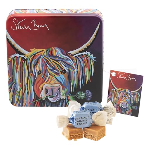 Steven Brown Lizzie McCoo tin of salted caramel fudge von Gardiner's of Scotland