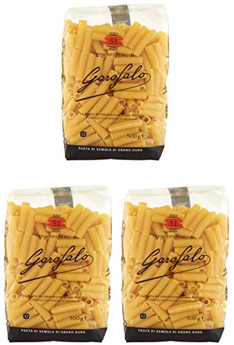 Garofalo Cannolicchi Rigati Kurze Pasta, 500 g, 3 Stück von GAROFALO