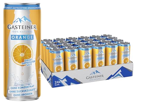 Gasteiner 100% natural | 330ml Dosen | prickelndes Wasser mit frischem Orangensaft | Kohlensäurehaltig | Erfrische deine Sinne | inkl. 6€ Pfand/Tray (1 x Gasteiner Orange 24er Tray) Gasteiner 100% natural | 330ml Dosen | prickelndes Wasser mit frischem Orangensaft | Kohlensäurehaltig | Erfrische deine Sinne | inkl. 6€ Pfand/Tray (1 x Gasteiner Orange 24er Tray) von GASTEINER