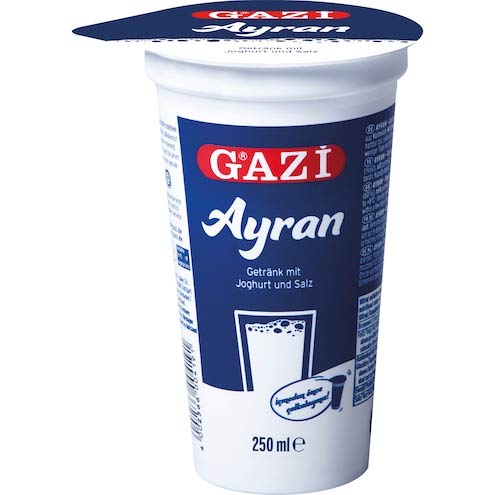 Gazi Ayran - 100x 250ml - Joghurt Drink Getränk Mixgetränk Joghurt Salz 1% Elopak leckeres und gut bekömmliches Erfrischungsgetränk vegetarisch glutenfrei von Gazi