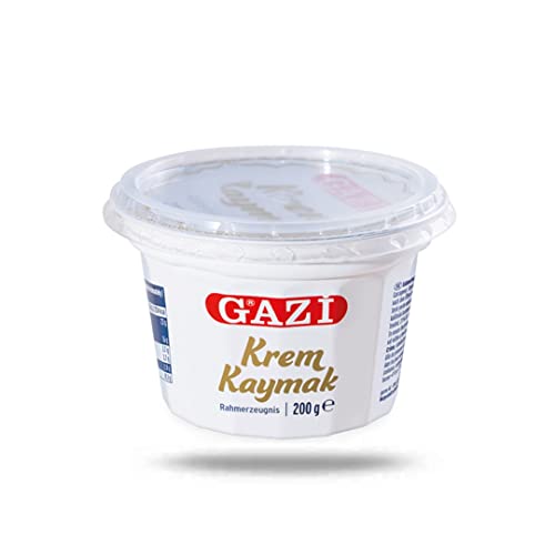 Gazi Krem Kaymak Rahmerzeugnis - 12x 200g - Rahmprodukt Schichtsahne 23% Fett aus 100% Kuhmilch, leckere Beilage zu Süßspeisen oder als Brotaufstrich, wärmebehandelt vegetarisch von Gazi