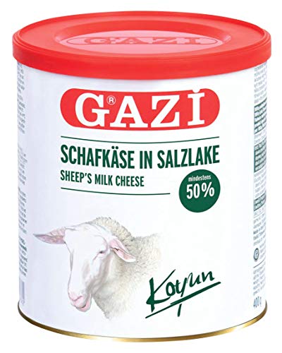 Gazi Schafkäse in Salzlake - 6x 400gramm - Schafskäse Schaf Käse Koyun peyniri in Metalldose 50% Fett i.Tr. aus 100% Schafmilch mikrobielles Lab vegetarisch glutenfrei zu Börek zu Salat von KDJMDL