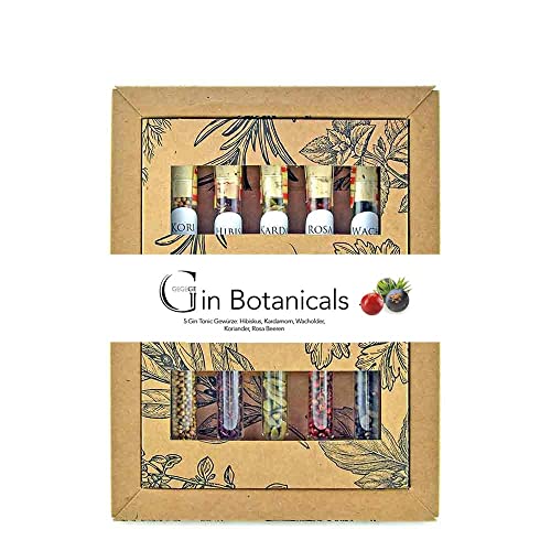 GeGeGe GIN BOTANICALS BASIC SET • 5 hochwertige Botanicals Gin Gewürze • DIY Gin-Tonic nach Deinem eigenen Geschmack • schöne Geschenk-Box für Männer & Frauen • 100% natürlich von GeGeGe