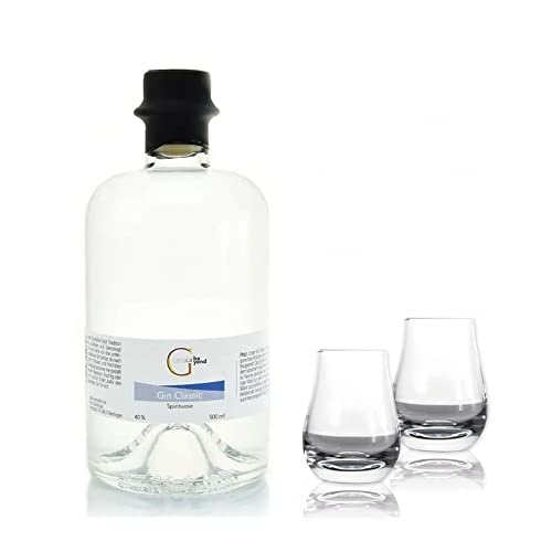 GeGeGe Premium Gin Geschenkset mit Gläser · Gin Männer Geschenk · Gin & 2 Gin Gläser · Gin Geschenk mit Gin Geschmack Classic 500ml · Pur oder als Gin Tonic (Gin Classic & 2 Gläser) von GeGeGe