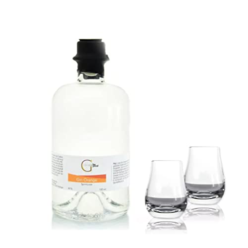 GeGeGe Premium Gin Geschenkset mit Gläser · Gin Männer Geschenk · Gin & 2 Gin Gläser · Gin Geschenk mit Gin Geschmack ORANGE 500ml · Pur oder als Gin Tonic (Gin Orange & 2 Gläser) von GeGeGe