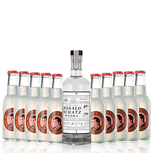 Moscow Mule Set im Paket | Alles was man für einen richtigen Moscow-Mule benötigt | (10 x 0,2l) Thomas Henry Ginger Beer und (1 x 0,7l) feinster Vodka aus Deutschland von GEILE WEINE