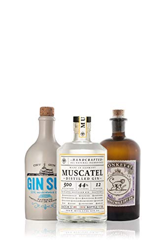 GIN Probierset GIN-TRIO | 3 x exzellenter Gin aus Deutschland | Monkey 47, Gin Sul und Muscatel Distilled von GEILE WEINE