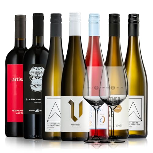 GEILE WEINE Weinpaket EINSTEIGERSET (7 x 0,75) Probierpaket mit Weißwein, Rotwein und Rosé von Winzern aus Deutschland, Italien & Spanien von GEILE WEINE