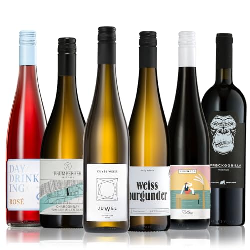 GEILE WEINE Weinpaket LIEBLINGE (6 x 0,75l) Probierpaket mit Weißwein, Rosé und Rotwein von Winzern Deutschland, Italien & Argentinien von GEILE WEINE