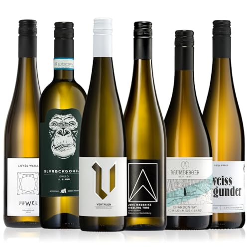 GEILE WEINE Weinpaket Weißwein (6 x 0,75) Probierpaket mit Weisswein von Winzern aus Deutschland, Frankreich & Italien von GEILE WEINE