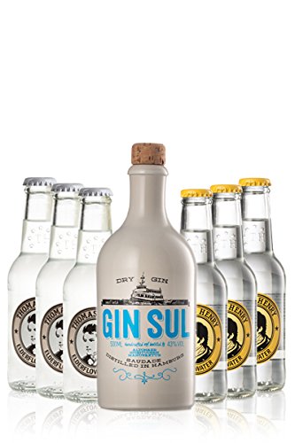 Gin Sul & Tonic Paket (1 x 0,5l) Bester deutscher Gin aus Hamburg und (6 x 0,2l) Tonic Water von Thomas Henry von GEILE WEINE