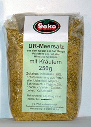 "GEKO" Salz-/Salzmischungen mit Himalayasalz aus der Salt Range Pakistan, im Nachfüllbeutel - OVP (Himalayasalz* mit Kräutern 250g) von Geko