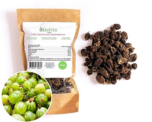 GELVIU Premium Getrockneter Stachelbeeren 1kg Ohne Zucker - Ballaststoffreiches Superfood Stachelbeere, Natürlich und Ungezuckert - Gesunde Snack-Alternative, Müsli, Joghurts und Früchtetees GELVIU Premium Getrockneter Stachelbeeren 1kg Ohne Zucker - Ballaststoffreiches Superfood Stachelbeere, Natürlich und Ungezuckert - Gesunde Snack-Alternative, Müsli, Joghurts und Früchtetees von Gelviu