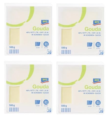 4x Gouda jung 48% Fett in Tr., 10 x 10 cm Scheiben gekühlt - 500 g Packung aro 4x Gouda jung 48% Fett in Tr., 10 x 10 cm Scheiben gekühlt - 500 g Packung aro von Generic