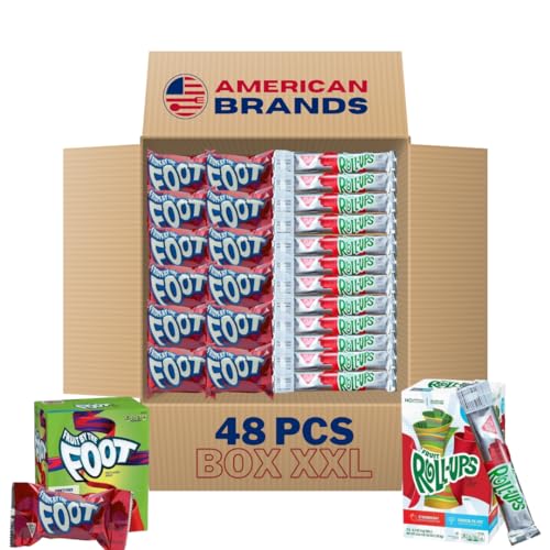 AmericanBrands Fruit Roll-Ups 24pcs & Fruit by the Foot 24pcs BOX XLL – Fruchtige Roll-Ups, Gesunde Süßigkeiten, Natürliche Snacks, Vegane Fruchtgummis – Buntes Obstgummi für Kinder AmericanBrands Fruit Roll-Ups 24pcs & Fruit by the Foot 24pcs BOX XLL – Fruchtige Roll-Ups, Gesunde Süßigkeiten, Natürliche Snacks, Vegane Fruchtgummis – Buntes Obstgummi für Kinder von Generic