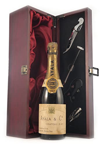 Ayala Chateau d'Ay Extra Dry Vintage Brut Champagne 1947 (1/2 bottle) in einer mit Seide ausgestatetten Geschenkbox, da zu 4 Weinaccessoires, 1 x 375ml von Generic