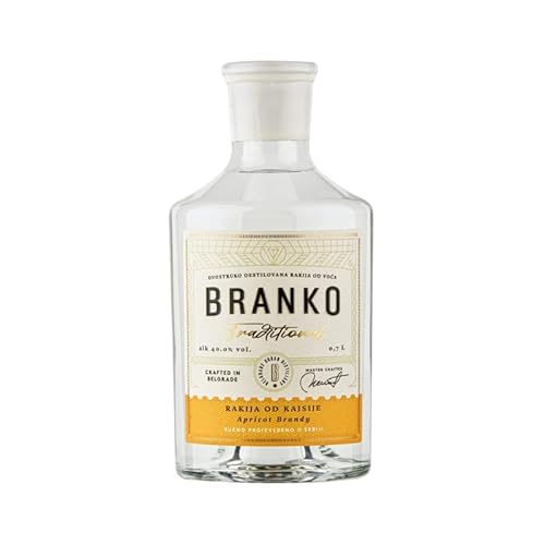 Generic BRANKO Marillenschnaps | Aprikosenschnaps | Apricot Brandy 0,7L | 40% Vol. | Rakija mit abgerundetem, süßem und konfitürenartigem Aroma, mit feinen Blumentönen. von Generic