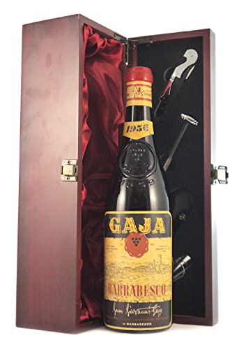 Barbaresco DOCG 1956 Angelo Gaja (red wine0 in einer mit Seide ausgestatetten Geschenkbox, da zu 4 Weinaccessoires, 1 x 750ml von Generic