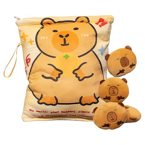Capybara-Snacktasche – Plüschmaterial, niedliche Puppenoptik | Tragbares Kuschelkissen mit 4 Mini-Figuren, ideales Reiseaccessoire für Kinder, Snackaufbewahrung für Süßes und kleine Spielsachen Capybara-Snacktasche – Plüschmaterial, niedliche Puppenoptik | Tragbares Kuschelkissen mit 4 Mini-Figuren, ideales Reiseaccessoire für Kinder, Snackaufbewahrung für Süßes und kleine Spielsachen von Generic