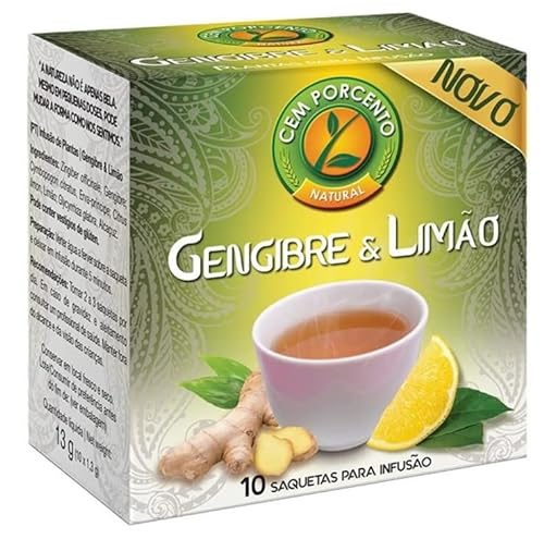 Cem Porcento - Ginger and Lemon Infusion/Ingwer-Zitronen-Aufguss - 10 Teebeutel x 8 = 80 Teebeutel von Generic