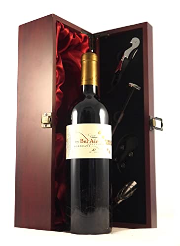 Chateau Bel Air 2005 Bordeaux (Red wine) in einer mit Seide ausgestatetten Geschenkbox, da zu 4 Weinaccessoires, 1 x 750ml von Generic