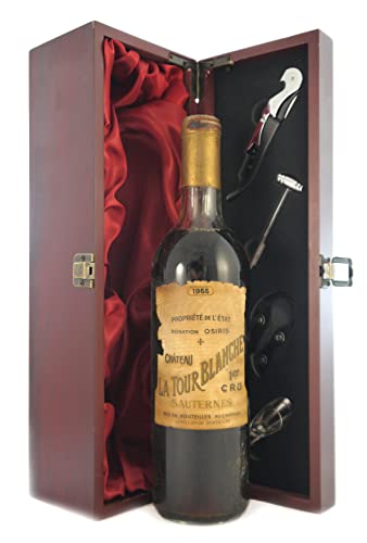 Chateau La Tour Blanche 1955 Sauternes 1er Cru (Dessert wine) in einer mit Seide ausgestatetten Geschenkbox, da zu 4 Weinaccessoires, 1 x 750ml von Generic