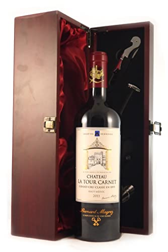 Chateau La Tour Carnet 2011 Haut Medoc Grand Cru Classe (Red wine) in einer mit Seide ausgestatetten Geschenkbox, da zu 4 Weinaccessoires, 1 x 750ml von Generic