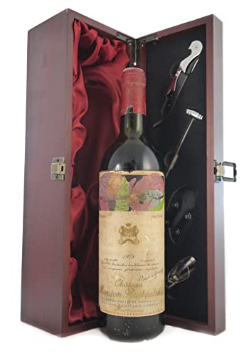Chateau Mouton Rothschild 1975 1er Grand Cru Classe Paulliac (Red wine) in einer mit Seide ausgestatetten Geschenkbox, da zu 4 Weinaccessoires, 1 x 750ml von Generic