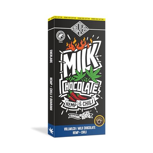 ENERLADE Vollmilch Hanf & Chili Crisp (5x 100 g) Guarana Schokolade - Koffein 300 mg - kein Nachgeschmack - Fair Trade - Energy - made in Germany von Generic