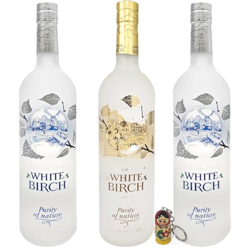 Esnado Set - White Birch Vodka - 1x Gold, 2x White Birch, 40% vol. (3x0,7L) + Esnado Matroschka Anhänger von Generic