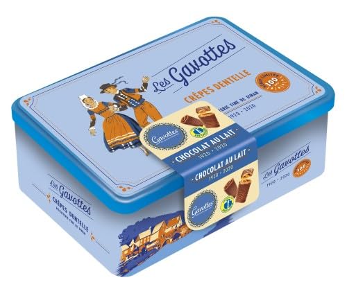 Gavottes - Milk Chocolate Crêpes Dentelles/Vollmilchschokolade Französisch Waffelröllchen (Sammlerbox aus Metall/Collector's metal box) - 200gr von Generic