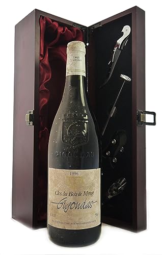 Gigondas 1996 Clos de Bois de Menge (Red wine) in einer mit Seide ausgestatetten Geschenkbox, da zu 4 Weinaccessoires, 1 x 750ml von Generic