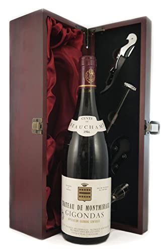 Gigondas Cuvee De Beauchamp 1986 Chateau De Montmirail (Red wine) in einer mit Seide ausgestatetten Geschenkbox, da zu 4 Weinaccessoires, 1 x 750ml von Generic