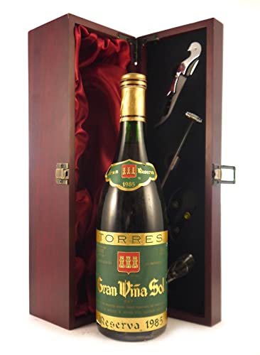 Gran Vina Sol Reserva 1985 Torres (White wine) in einer mit Seide ausgestatetten Geschenkbox, da zu 4 Weinaccessoires, 1 x 700ml von Generic
