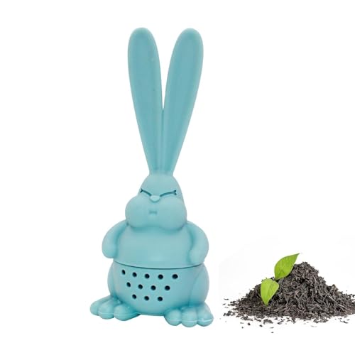 Hasen-Teefilter – Angry Bunny Teebeutel, wiederverwendbares Teesieb | Angry rabit Tea Steeper mit 2 großen Ohren, hitzebeständiges Tee-Ei aus Silikon, Tee-Ei für losen Tee für eine Tasse oder eine Ta von Generic