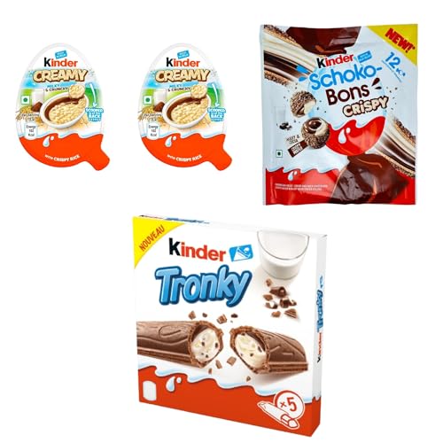 Kinder Schokolade Family Pack 2x Kinder Creamy + Crispy Schoko Bons 12er Groß & Tronky 5er von Generic