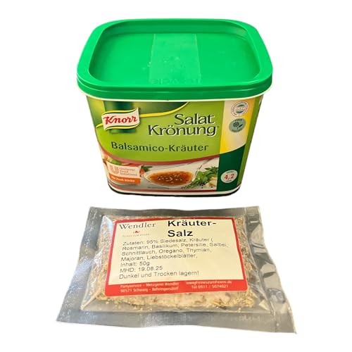Knorr Salatkrönung Balsamico-Kräuter 500g (ergibt 4,2L fertiges Dresing) und 50g Wendlers Kräutersalz von Generic