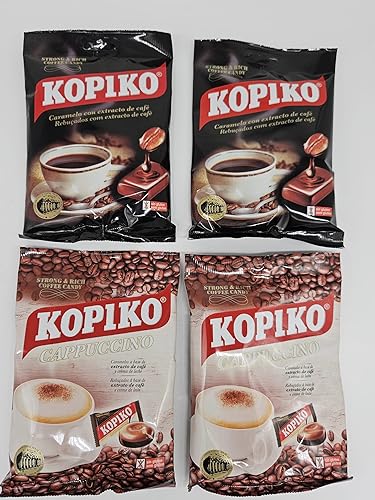 Kopiko Kaffeebonbons | Süßigkeiten | Coffee Candy Classic (71g x 2) + Cappuccino (71g x 2) von Generic