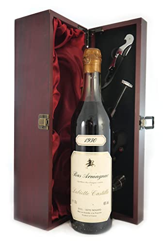 Labiette Castille Vintage Bas Armagnac 1930 (70cl) in einer mit Seide ausgestatetten Geschenkbox, da zu 4 Weinaccessoires, 1 x 700ml von Generic