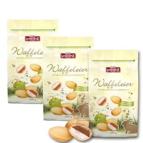 Lambertz Waffeleier 3x 200g doppelt gefüllt mit feinster Kakao- und Vanillecreme unschokoliert 600g von Generic