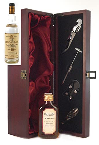 Macallan 10 Year Old Single Highland Malt Whisky 1990's Bottling (Decanted Selection) 10cls in einer mit Seide ausgestatetten Geschenkbox, da zu 4 Weinaccessoires, 1 x 100ml von Generic